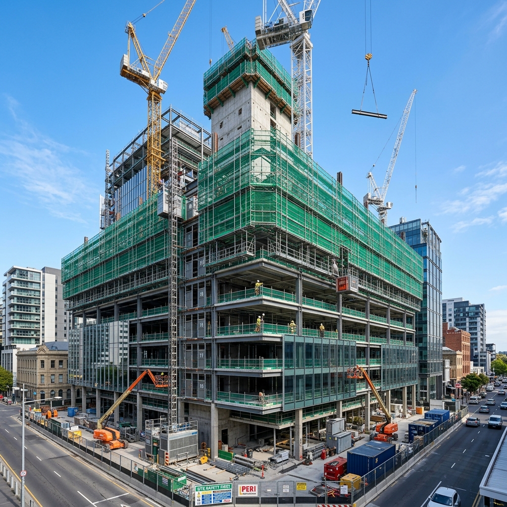 High-Rise Scaffolding Setup